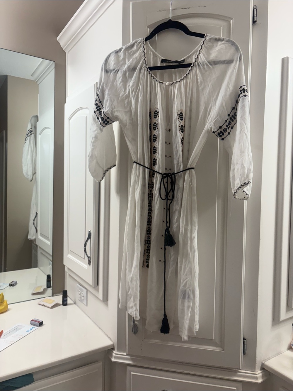 Ark & Co White Mini Dress with Black Embroidery - Picture 1 of 5